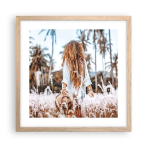 Plakat i ramme af lyst egetræ - Født af græsdun - 40x40 cm