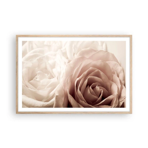 Plakat i ramme af lyst egetræ - I rosens hjerte - 91x61 cm