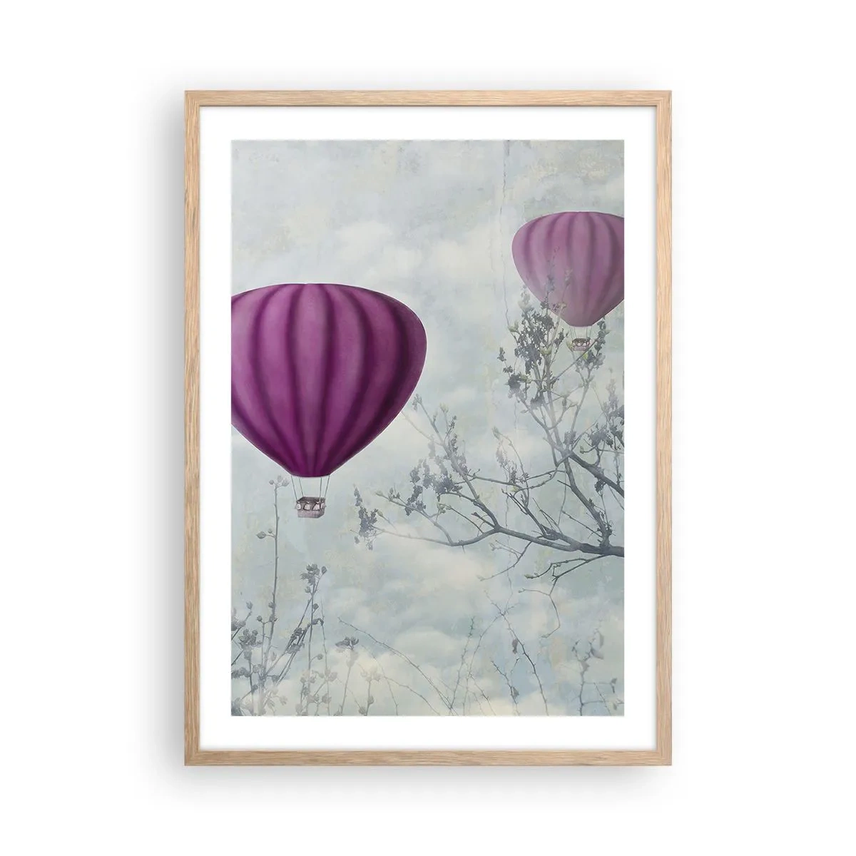 Plakat i ramme af lyst egetræ - Som skibe på himlen - 50x70 cm