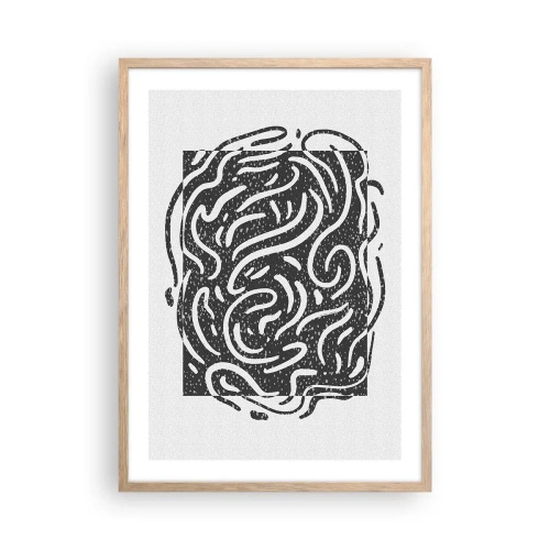 Plakat i ramme af lyst egetræ - Abstraktion: en dans af glæde - 50x70 cm