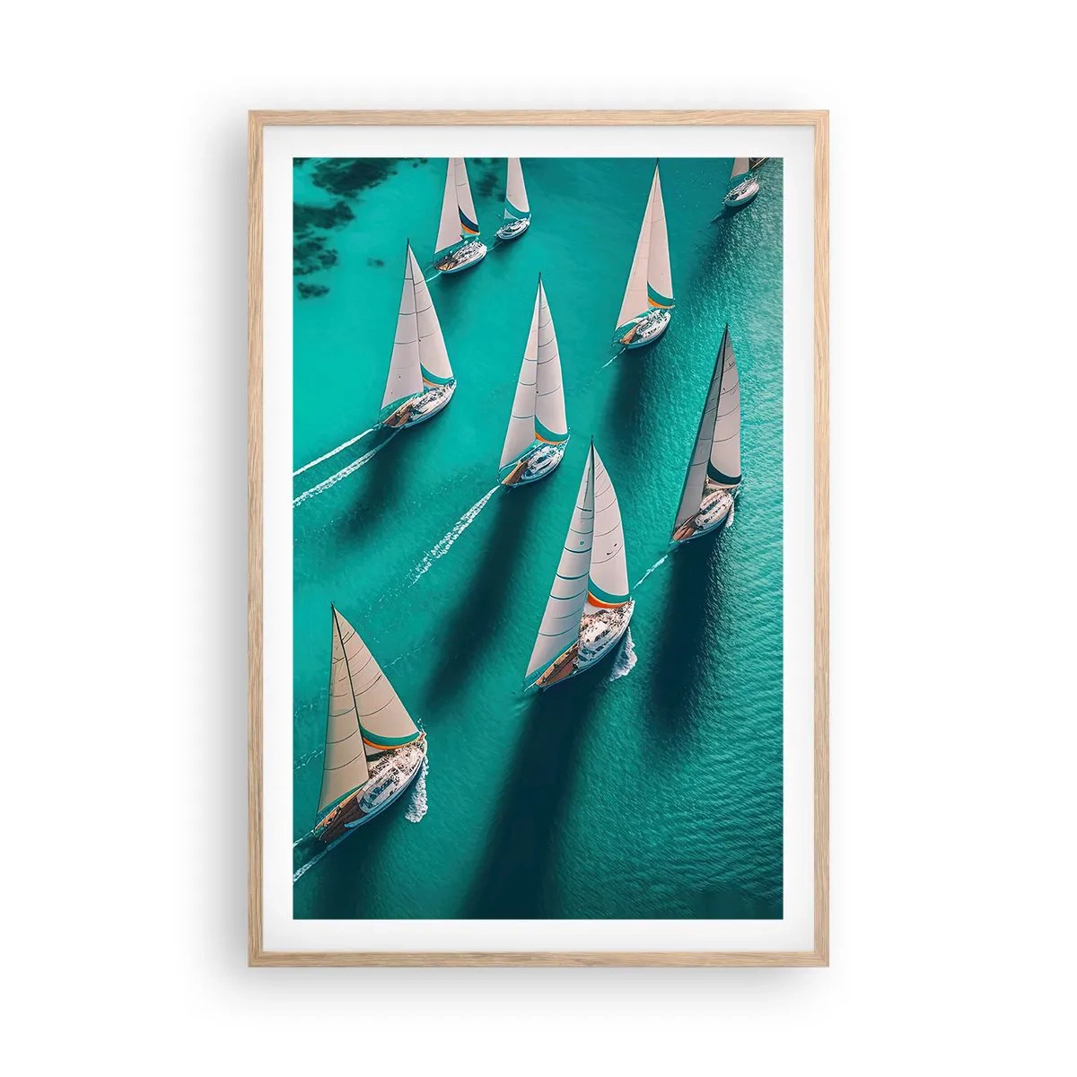 Plakat i ramme af lyst egetræ - Konkurrerer med vinden - 61x91 cm