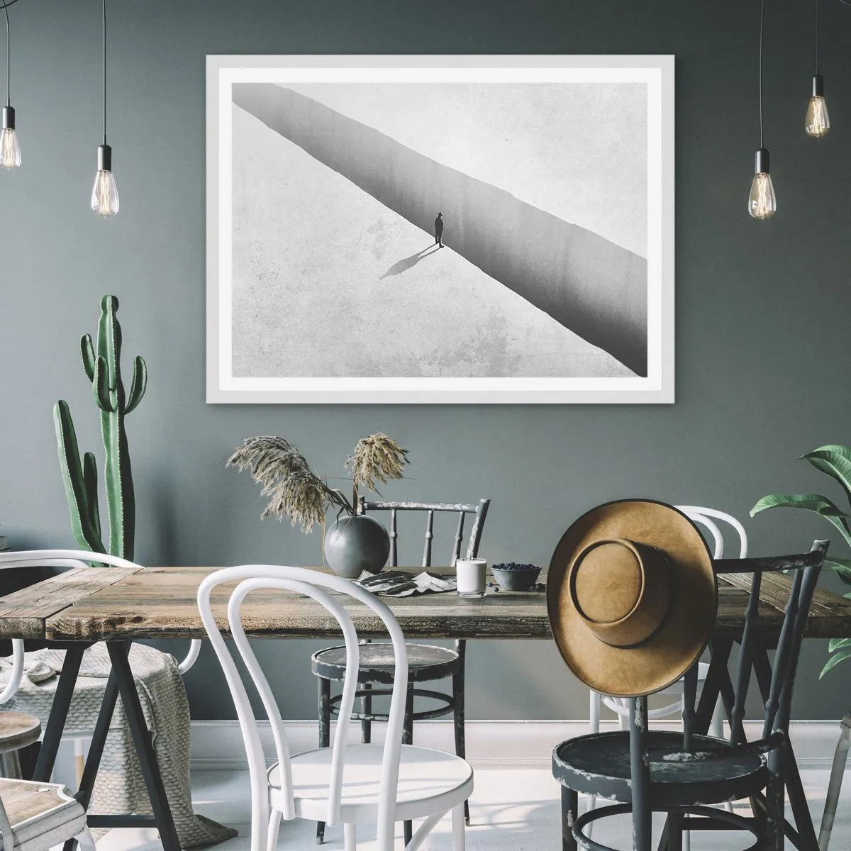 Plakat i hvid ramme - Lys destination - 91x61 cm