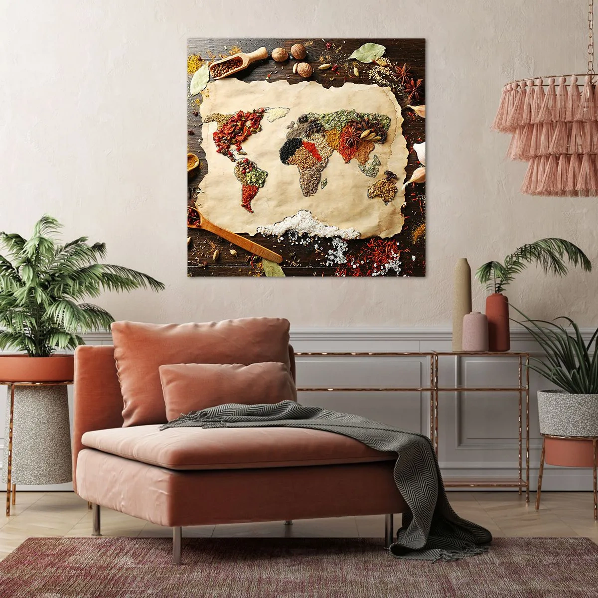 Lærredstryk - Billede på lærred - Alle verdens smage - 70x70 cm