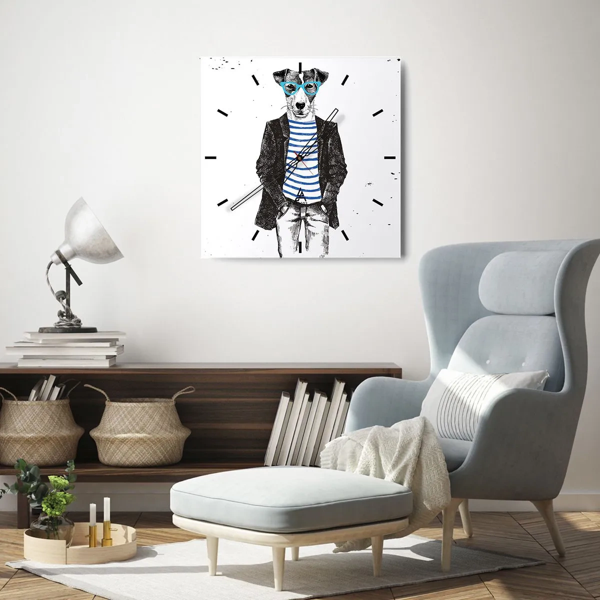 Vægur, Uret - En charme til hunden - 30x30 cm