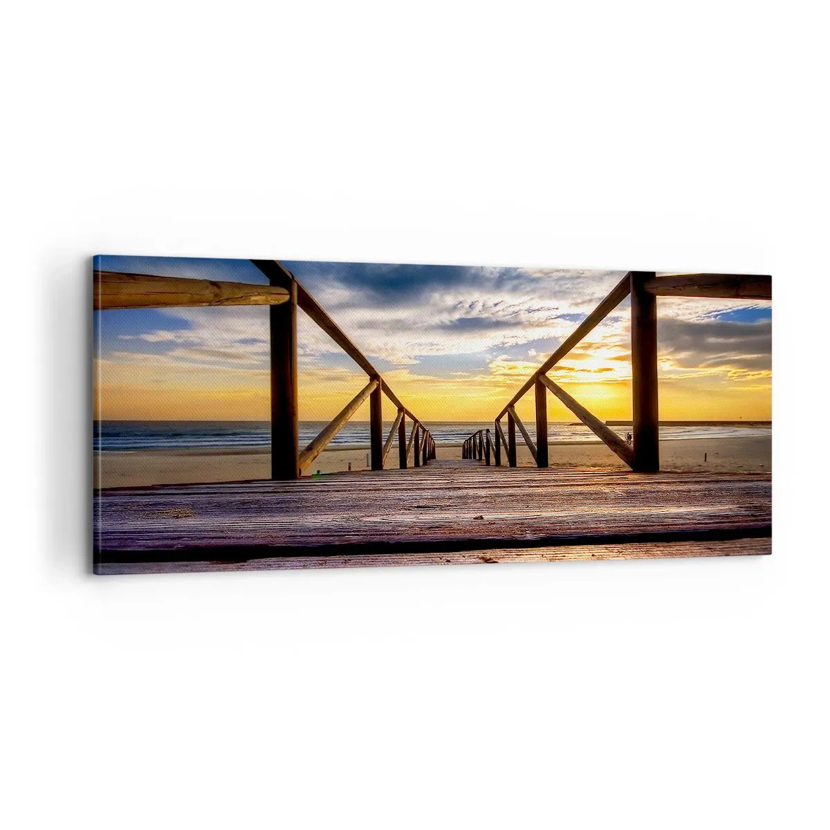 Lærredstryk - Billede på lærred - Direkte til en stille strand ved solnedgang - 100x40 cm