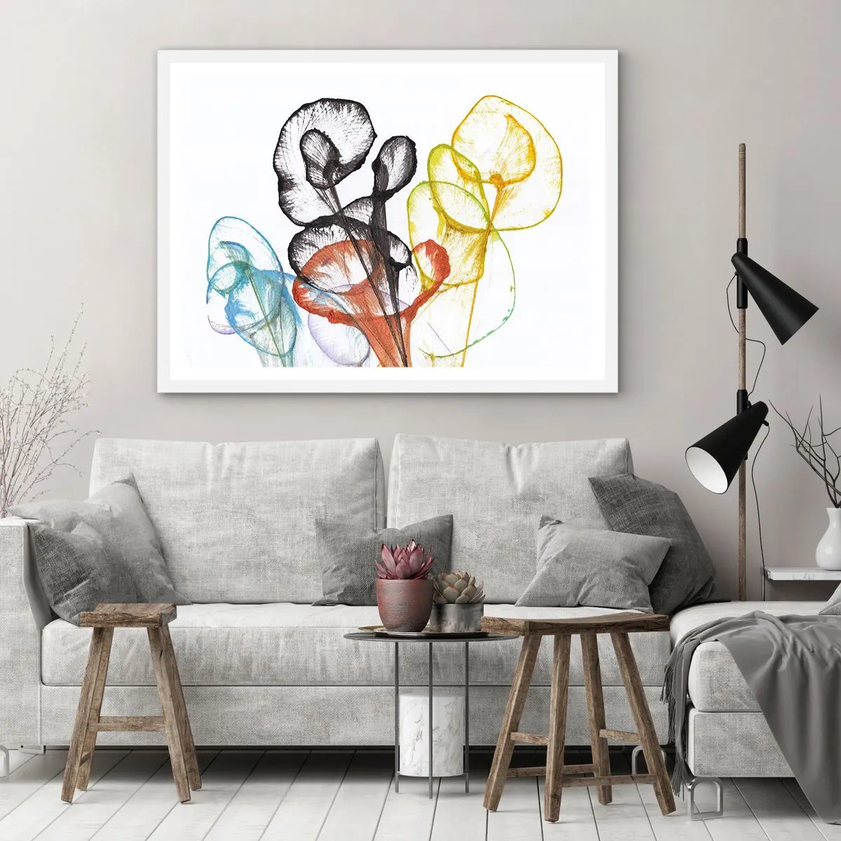 Plakat i hvid ramme - Blomster med sjæl - 70x50 cm