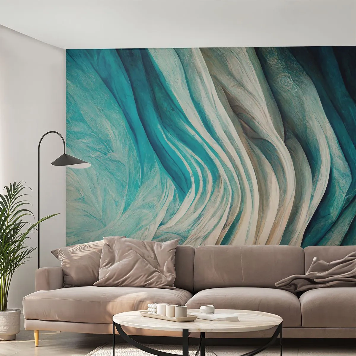 Fototapet Premium Sand - Blå umættelighed - Stykke, 3D, Abstraktion - 400x280 cm