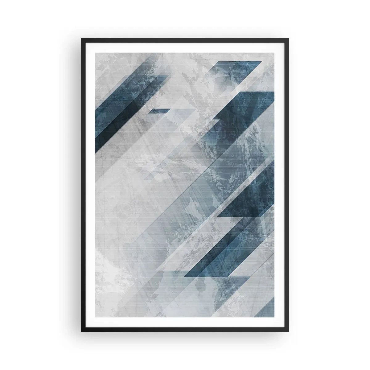 Plakat i sort ramme - Rumlig komposition - bevægelse af gråtoner - 70x100 cm