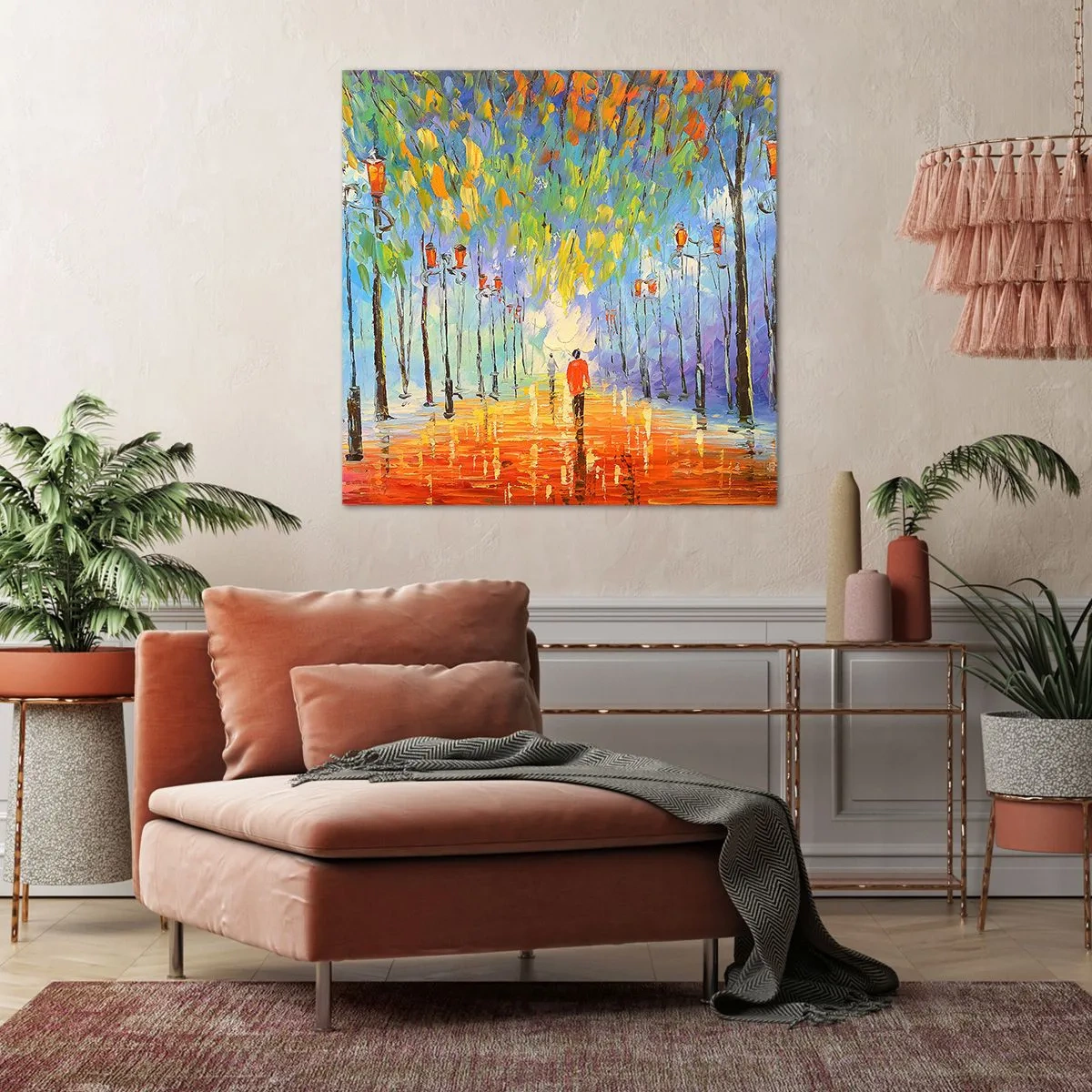 Lærredstryk - Billede på lærred - Nattens sang om regnen - 70x70 cm