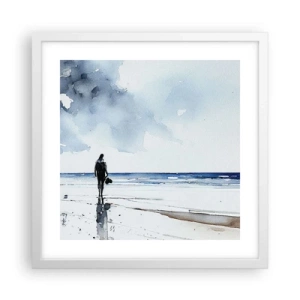 Plakat i hvid ramme - Samtale med havet - 40x40 cm