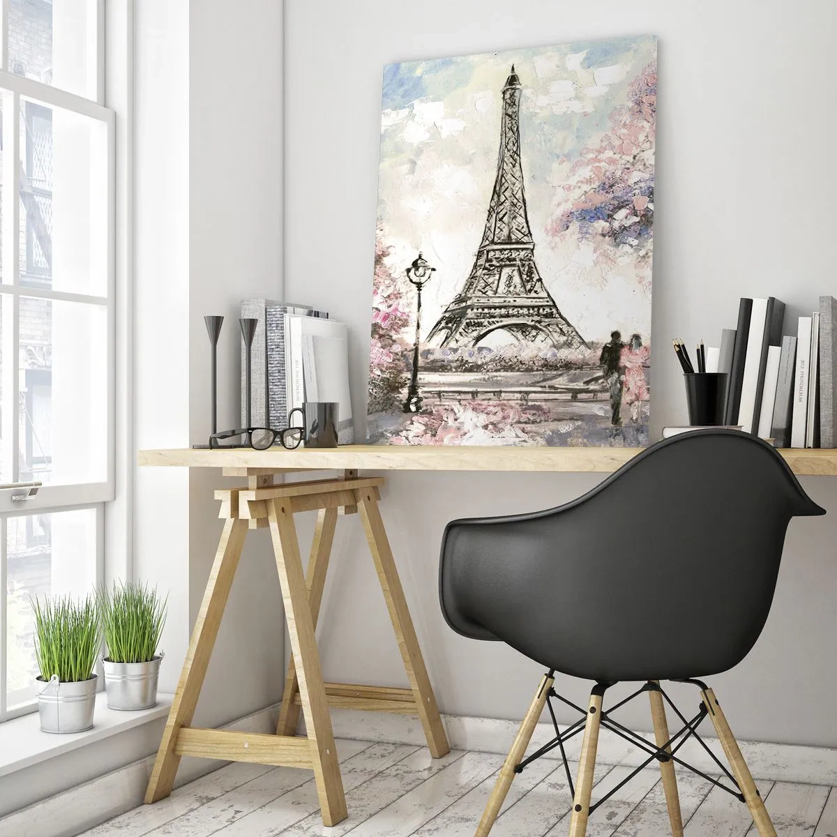 Billede på glas - April gåtur rundt i Paris - 50x70 cm