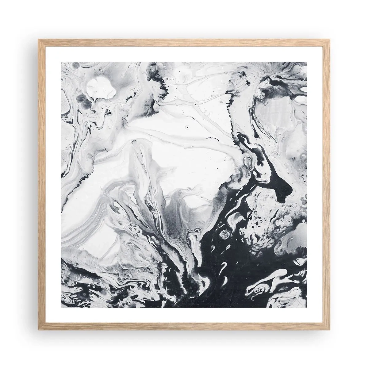 Plakat i ramme af lyst egetræ - Jordens indre - 60x60 cm