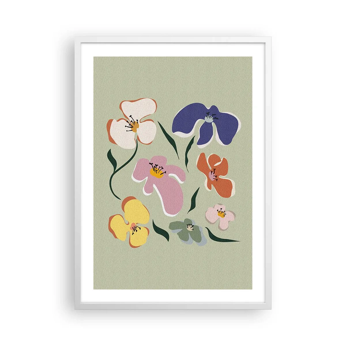 Plakat i hvid ramme - Stedmoderblomster med et twist - 50x70 cm
