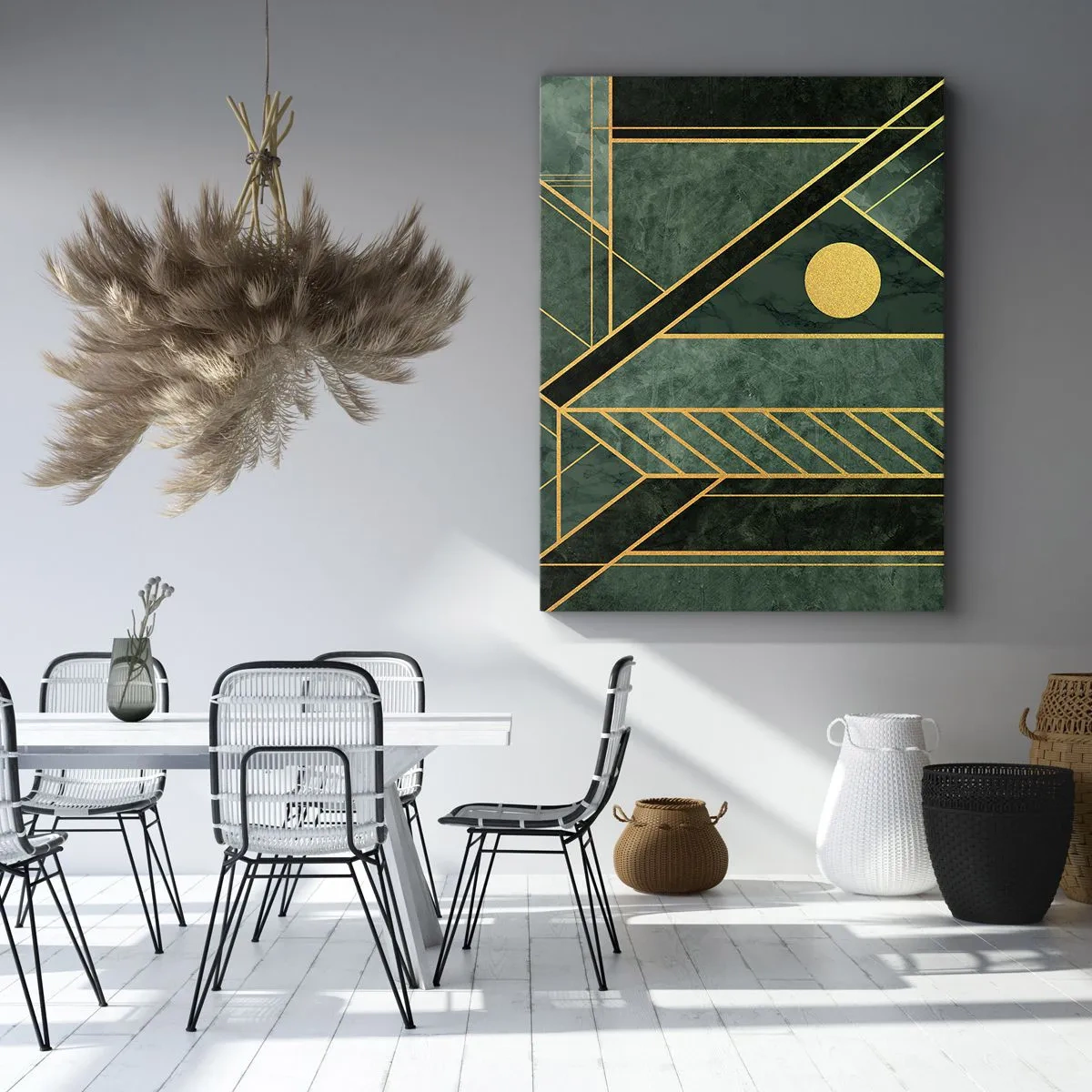 Lærredstryk - Billede på lærred - Dynamikken i guld og azurblå - 50x70 cm