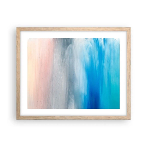Plakat i ramme af lyst egetræ - Elementer: luft - 50x40 cm