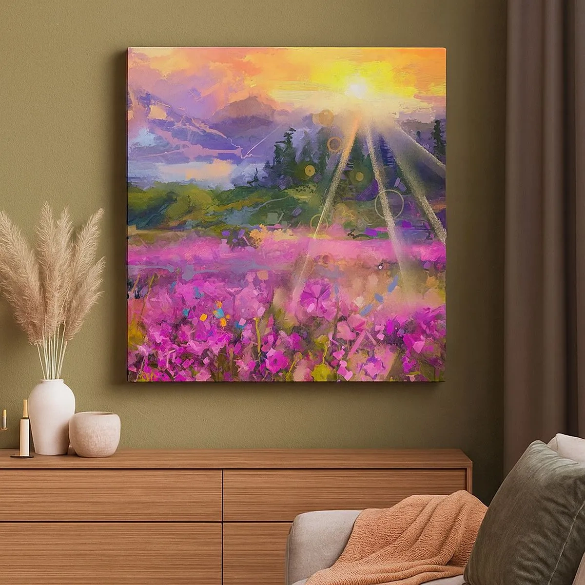 Lærredstryk - Billede på lærred - I en dal under solens beskyttelse - 30x30 cm