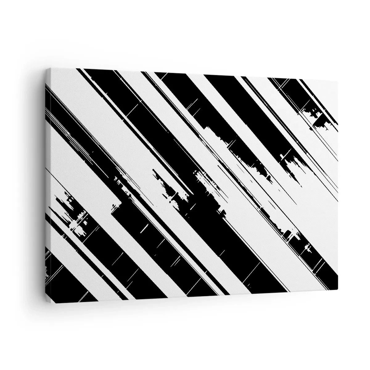 Lærredstryk - Billede på lærred - Sorte og hvide linjer og geometriske mønstre i en moderne stil - 70x50cm - Intens og dynamisk komposition - Moderne vægdekoration til stue og soveværelse ARTTOR