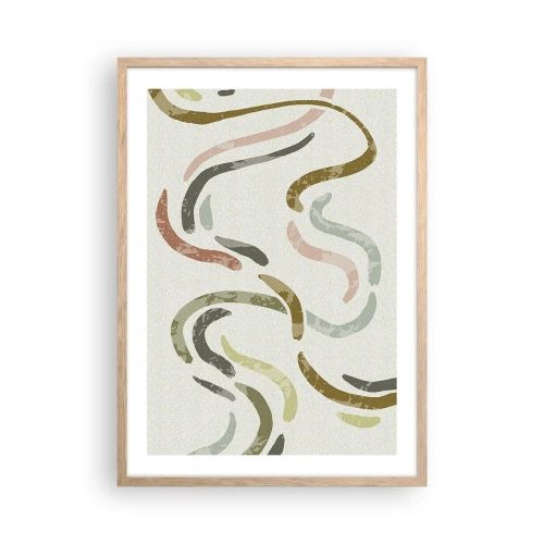 Plakat i ramme af lyst egetræ - Abstraktionens glade dans - 50x70 cm