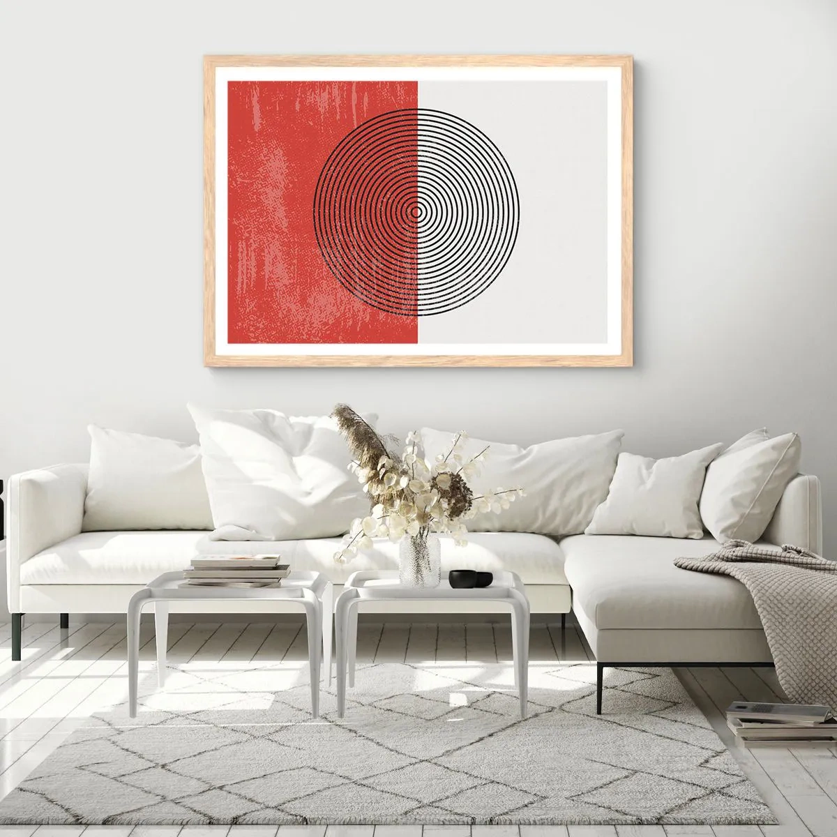 Plakat i ramme af lyst egetræ - Lige til sagen - 100x70 cm