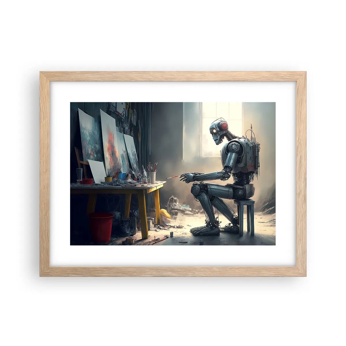 Plakat i ramme af lyst egetræ - Den skabende handling - 40x30 cm