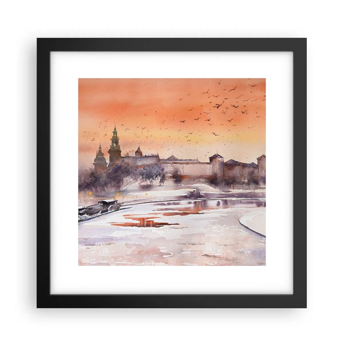 Plakat i sort ramme - Kongelig solnedgang - 30x30 cm