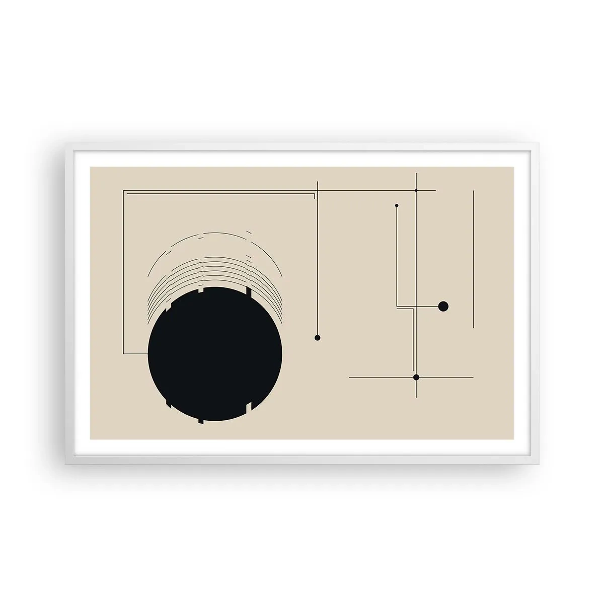 Plakat i hvid ramme - Fjedrende og dynamisk komposition - 91x61 cm