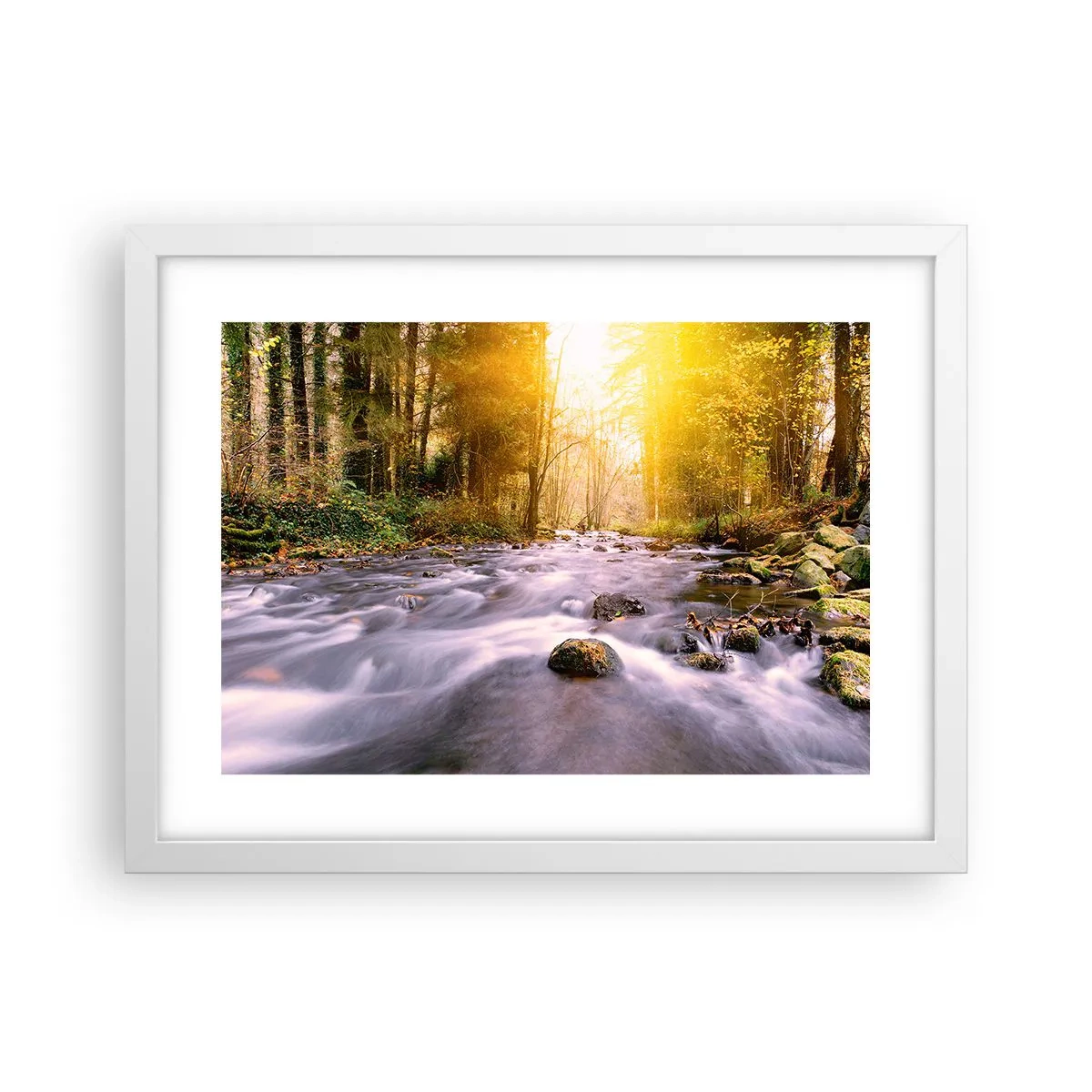 Plakat i hvid ramme - Malachit i sølv- og guldfatning - 40x30 cm