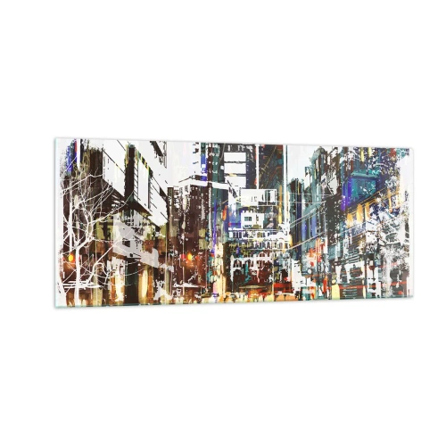 Billede på glas - Flimrende by - 100x40 cm