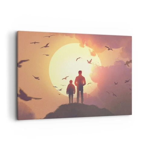 Lærredstryk - Billede på lærred - Ansigt til ansigt med solen - 100x70 cm