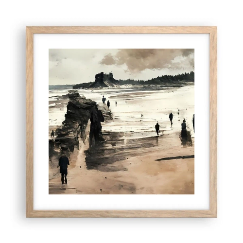 Plakat i ramme af lyst egetræ - Indkaldt - 40x40 cm