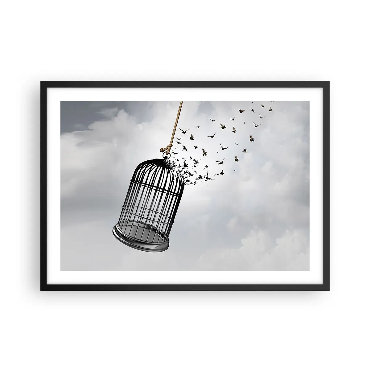 Plakat i sort ramme - Tro...håb...frihed! - 70x50 cm