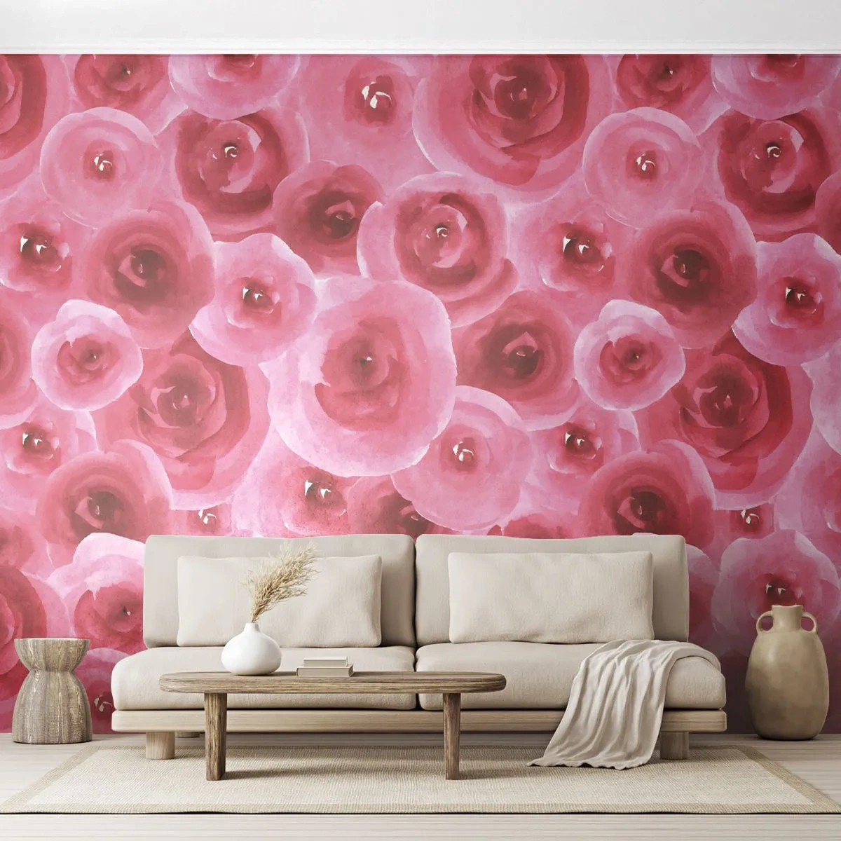 Fototapet Selvklæbende Deluxe Sticker - Roser under og over - Blomster, Skønhed, Romantikken - 100x70 cm