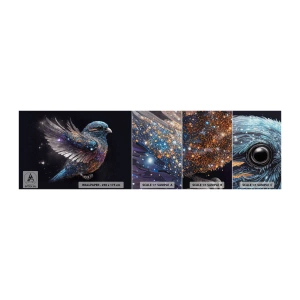 Prøve Fototapet Premium Canvas - Diamantspurv - Fugl, Magi, Kosmos - 100x30 cm