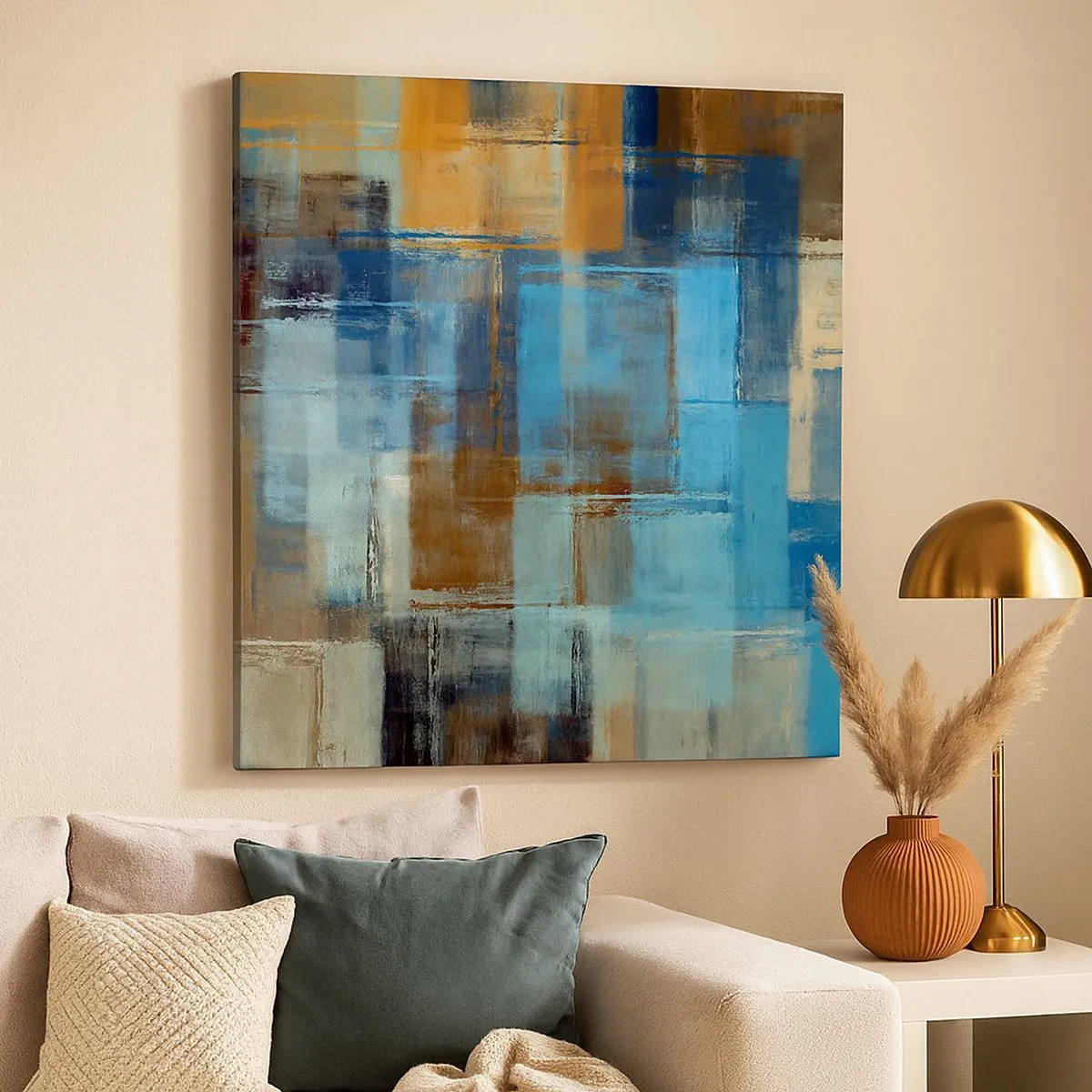 Lærredstryk - Billede på lærred - Gennem det blå slør - 30x30 cm