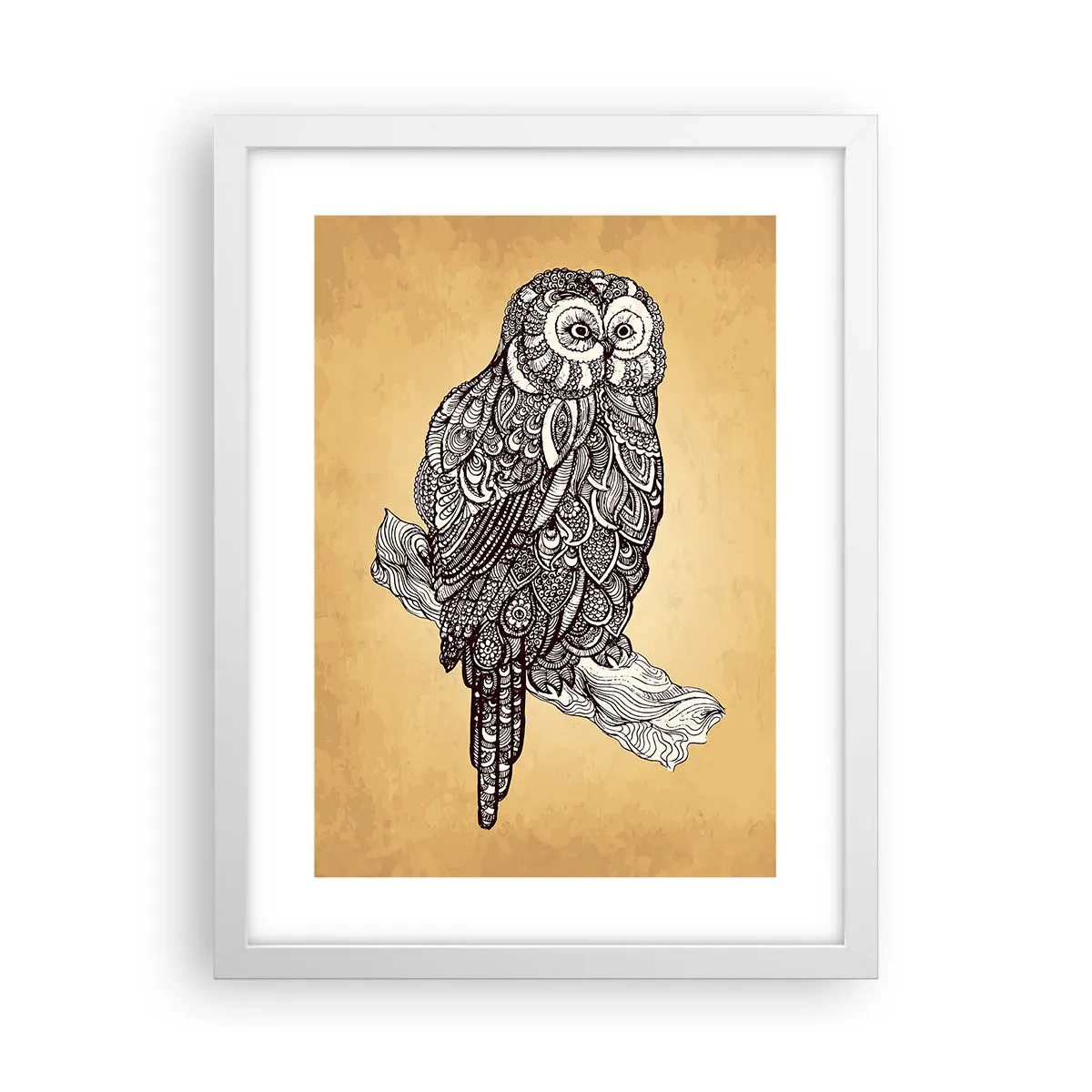 Plakat i hvid ramme - Indviklede ornamenter af visdom - 30x40 cm