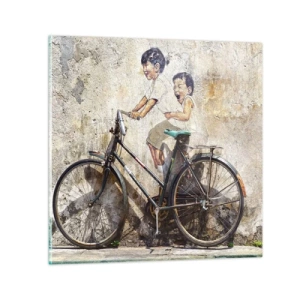 Billede på glas - Sandt eller falsk? - 70x70 cm