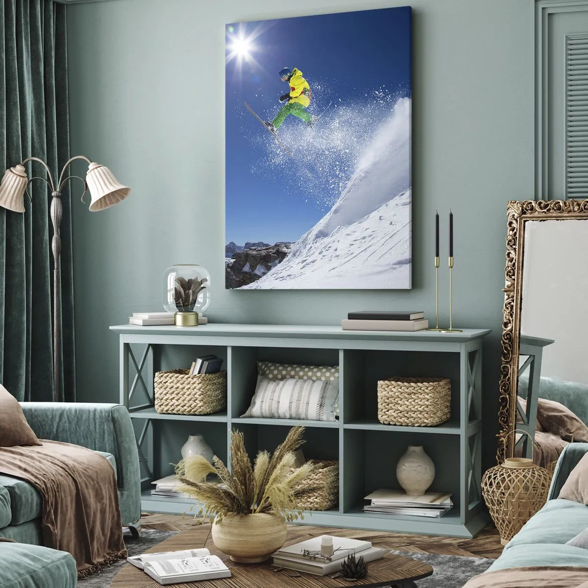 Lærredstryk - Billede på lærred - Danser med bjergene - 55x100 cm