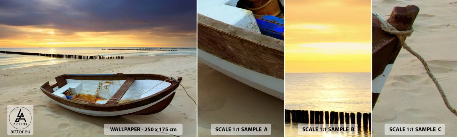 Prøve Fototapet Selvklæbende Deluxe Sticker - Der findes ikke flere smukke strande - Landskab, Hav, Strand - 100x30 cm