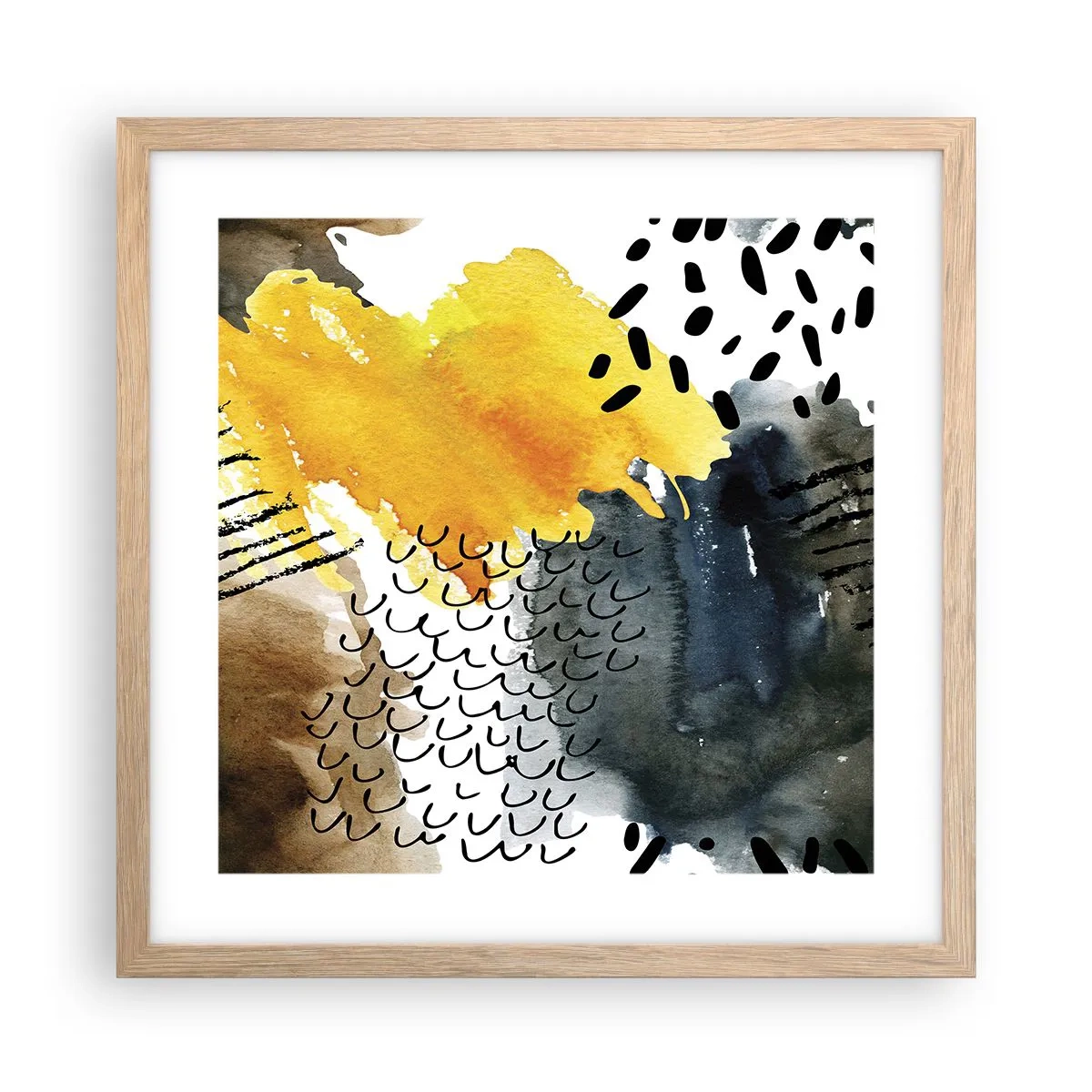Plakat i ramme af lyst egetræ - Et møde mellem elementerne - 40x40 cm