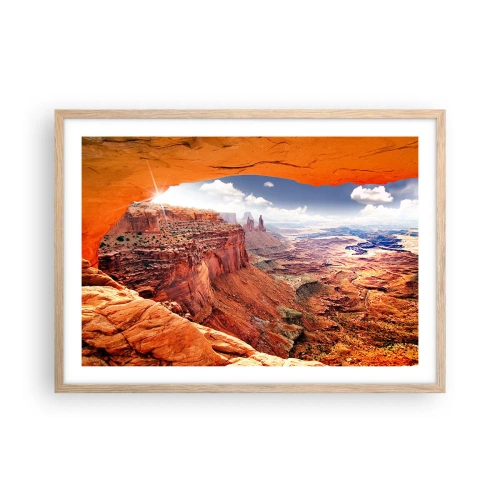 Plakat i ramme af lyst egetræ - Udskåret af naturen selv - 70x50 cm