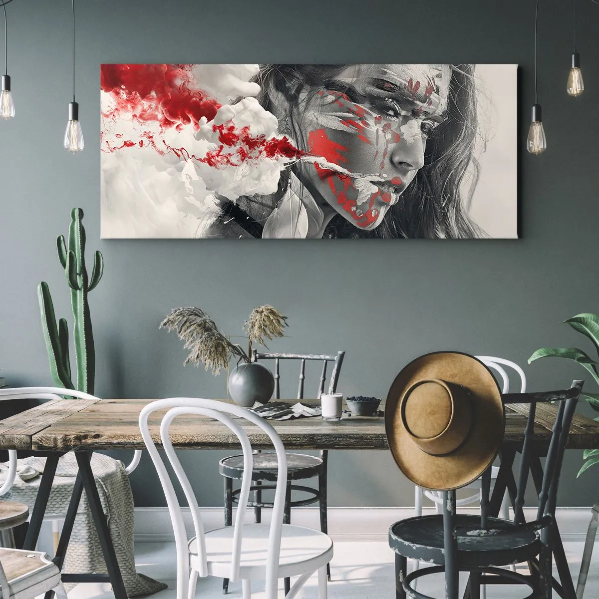 Lærredstryk - Billede på lærred - I det absurdes damp - 100x40 cm