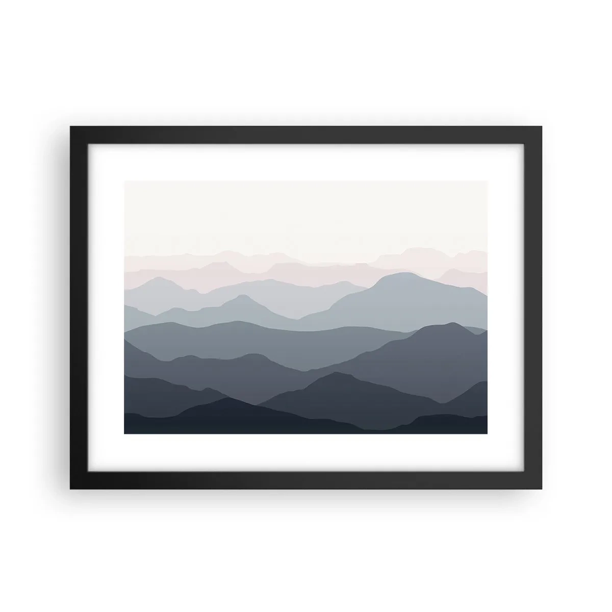 Plakat i sort ramme - Bølger af bjerge - 40x30 cm