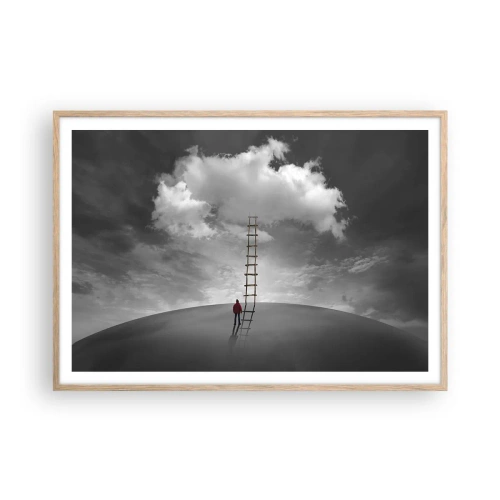 Plakat i ramme af lyst egetræ - Alt er muligt - 100x70 cm