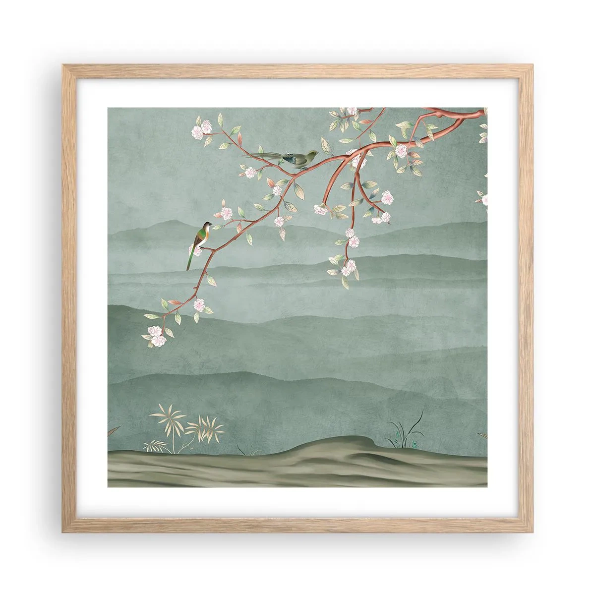 Plakat i ramme af lyst egetræ - Forår, ah, det er dig - 50x50 cm