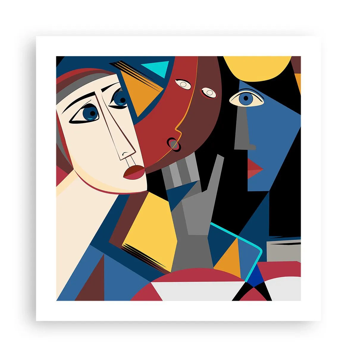 Plakat - Kubistisk samtale - 50x50 cm