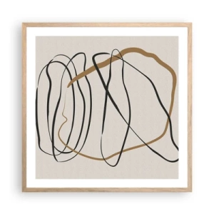 Plakat i ramme af lyst egetræ - Komposition - dans i besiddelse - 60x60 cm