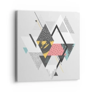 Lærredstryk - Billede på lærred - Variation af trekanter og rhomber - 40x40 cm