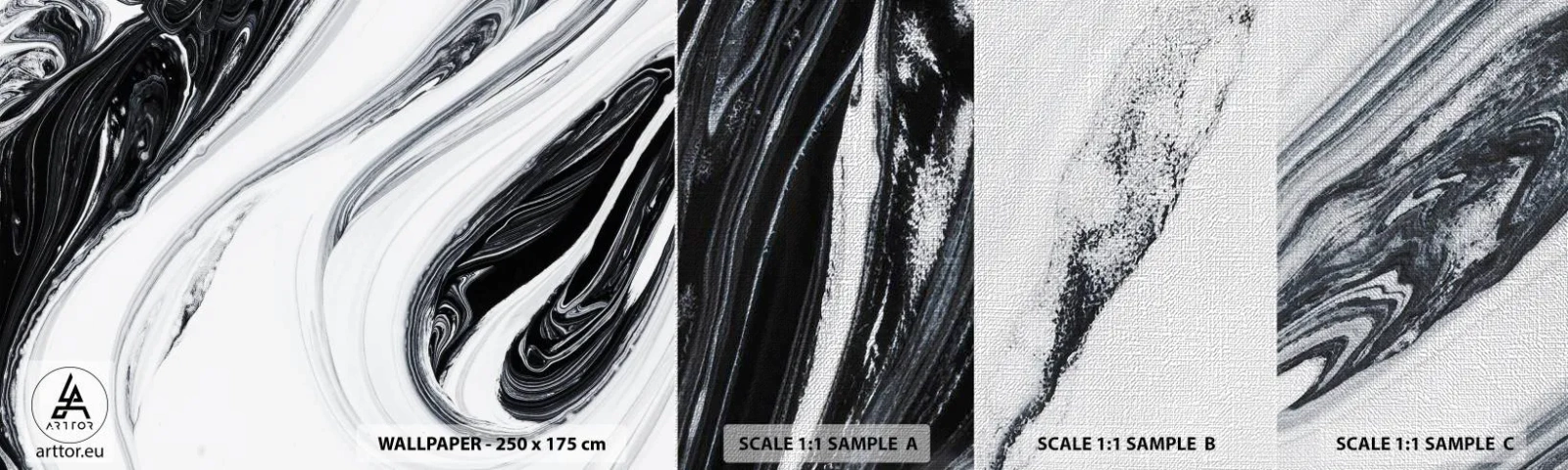 Prøve Fototapet Premium Canvas - Kombination af modsætninger - Maling, Stykke, Moderne - 100x30 cm