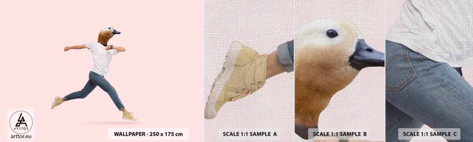 Prøve Fototapet Premium Canvas - En knivspids absurditet - Abstraktion, Mand, Minimalisme - 100x30 cm