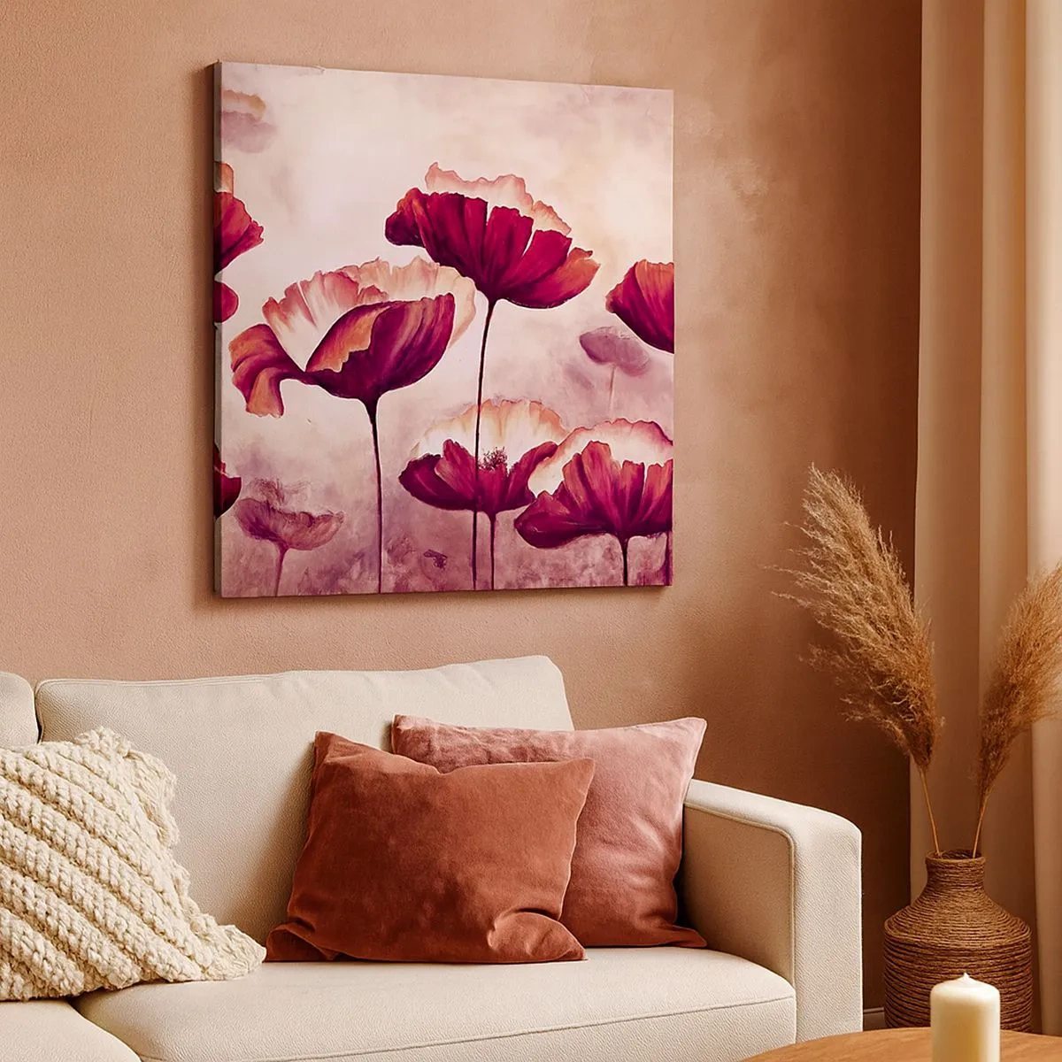 Lærredstryk - Billede på lærred - Rød og hvid flage - 30x30 cm